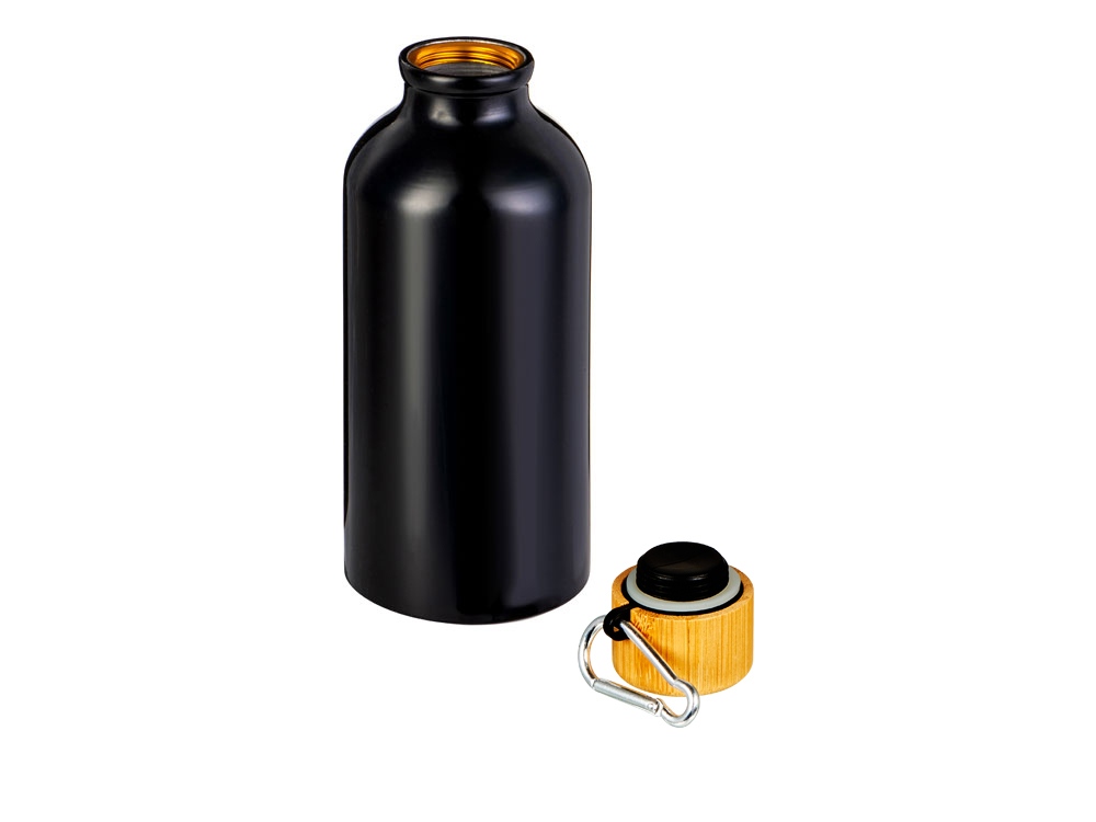 Бутылка Hip S Bamboo с карабином 400мл, черный-1