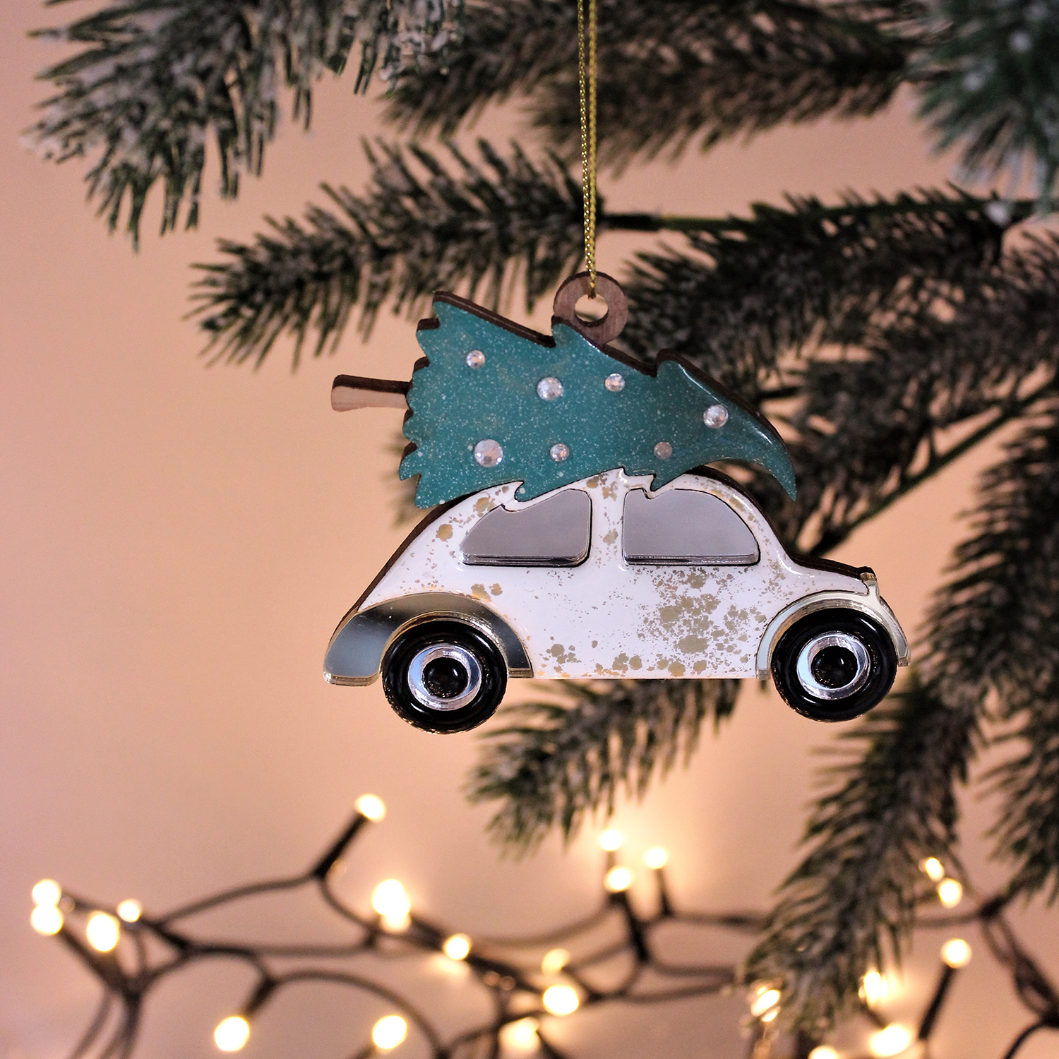 Ёлочная игрушка Машинка (белый)-3