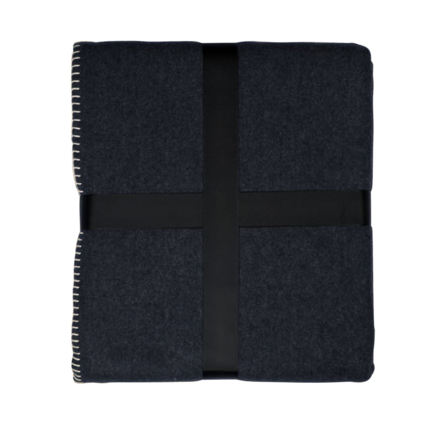 Плед  "Твин", 130х150 см, акрил,  плотность 350 г/м2, белый, темно-синий-1