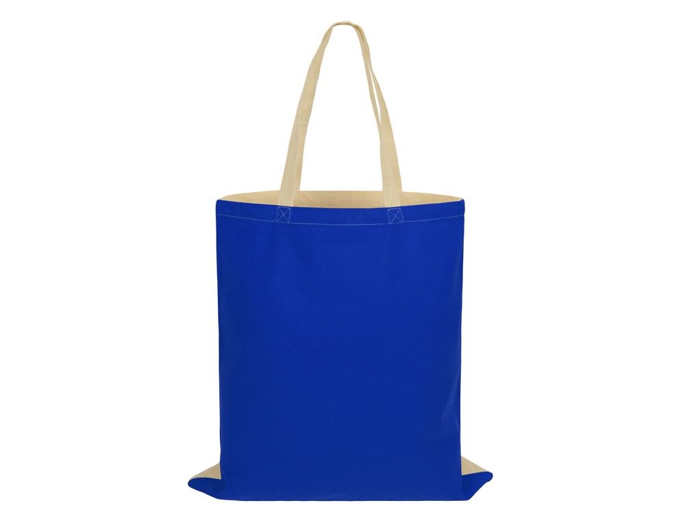 Сумка для шопинга Twin двухцветная из хлопка, 180 г/м2, синий/натуральный-3