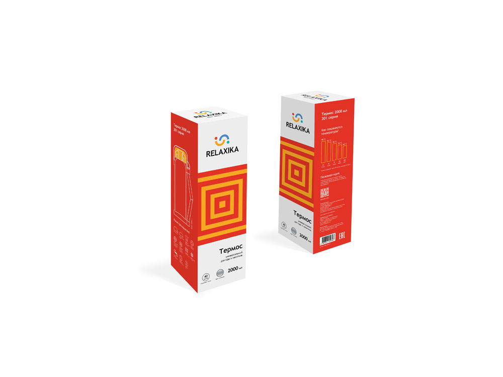 Термос универсальный (для еды и напитков) Relaxika 201, 2000 мл, стальной-16
