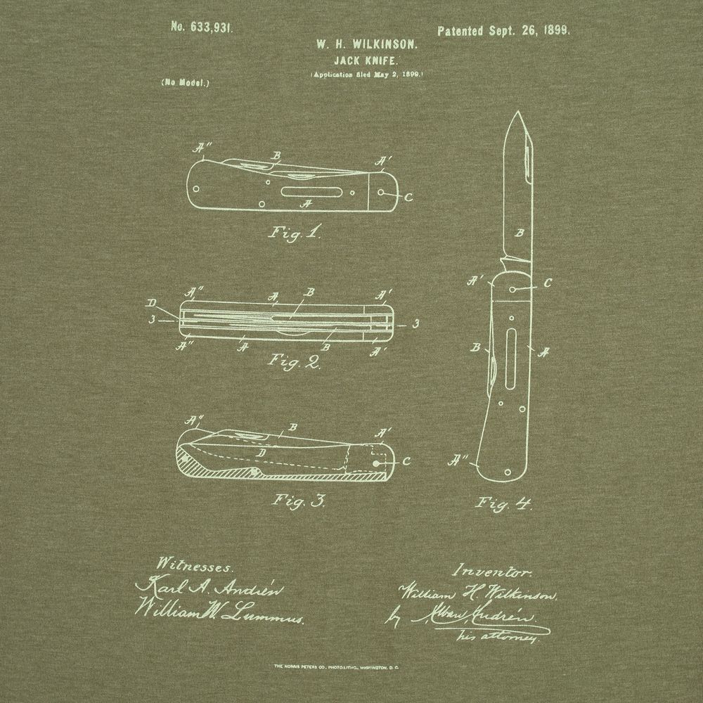 Футболка приталенная Old Patents. Knife, меланж хаки-1