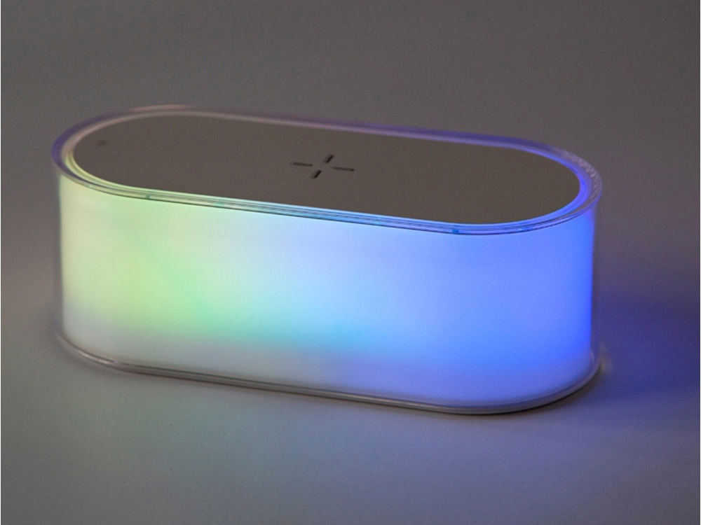 Ночник с беспроводной зарядкой и RGB подсветкой Miracle, 15 Вт, белый-14