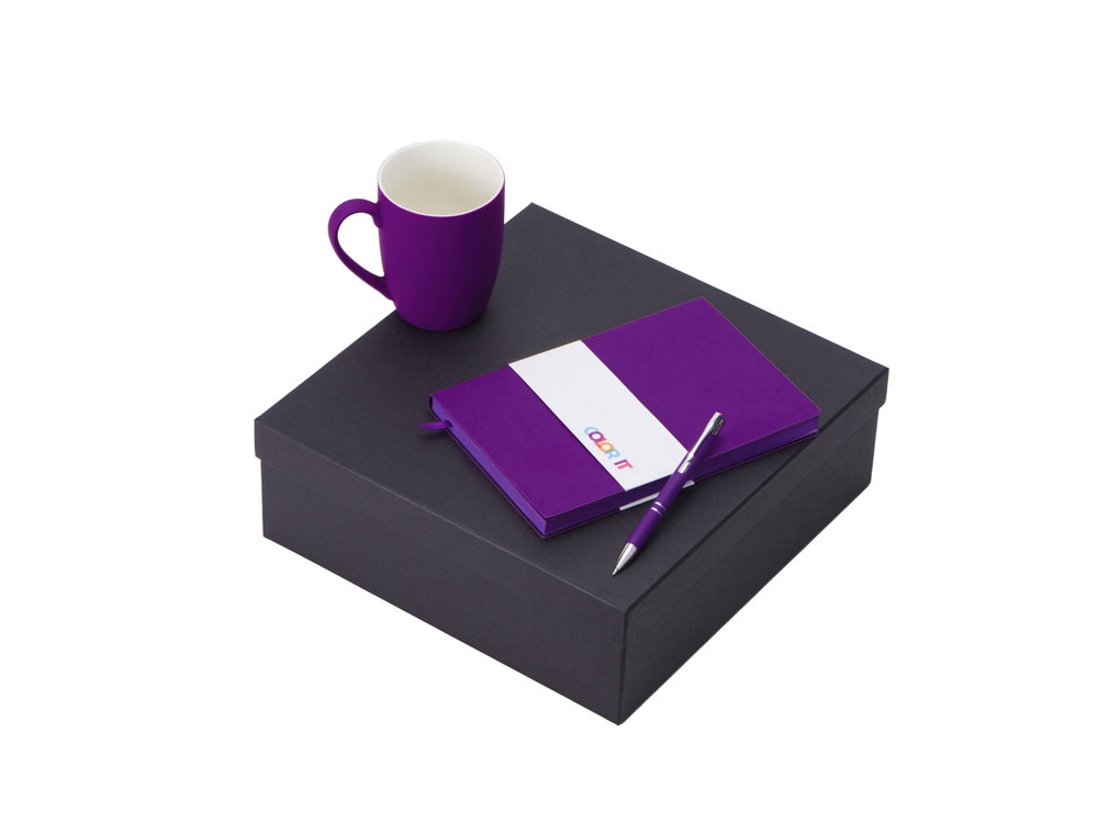 Подарочный набор с блокнотом С1, металлической ручкой и кружкой, фиолетовый-0