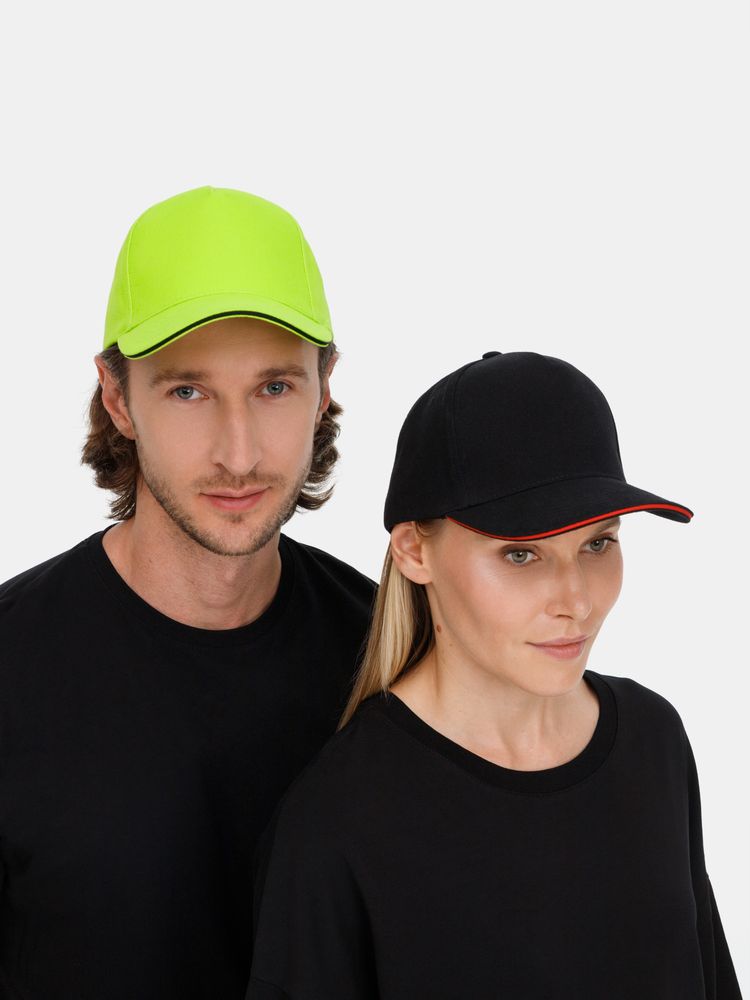 Бейсболка Classic 2.0, черная с красным кантом-4