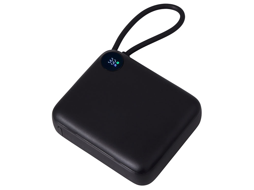 Внешний аккумулятор со встроенным кабелем Liri, QC/PD, 10000 мАч, черный-0