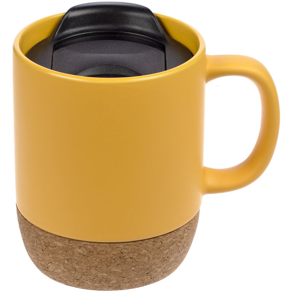 Кружка с пробковой подставкой Corky Walk, желтая-1