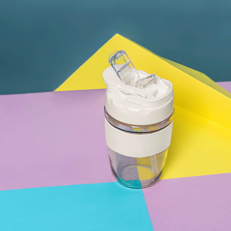 Стакан EASY с крышкой, 400мл, прозрачный, белый-4