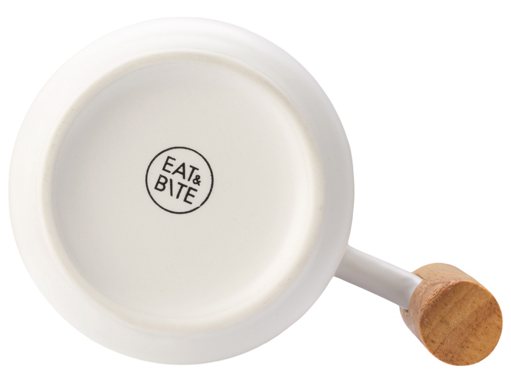 Кружка с ручкой и крышкой из каучукового дерева Jeny, белый-7