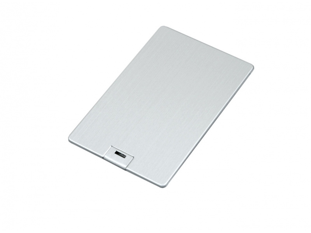 USB-флешка на 32 Гб в виде металлической карты, с раскладным чипом, серебро-2