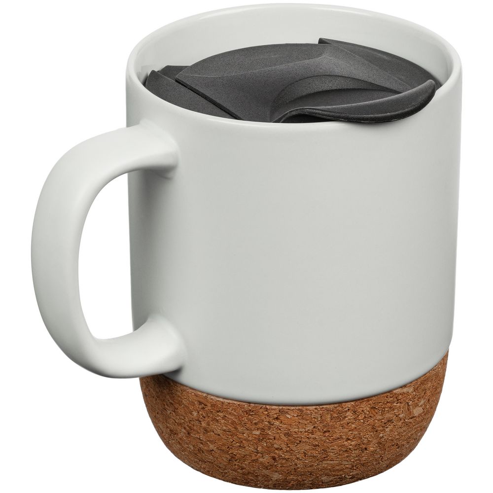 Кружка с пробковой подставкой Corky Walk, белая-1