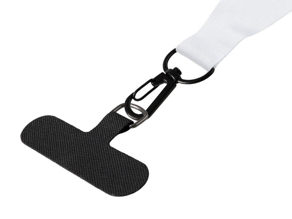 Ланъярд 2 см под сублимацию с трендовым карабином и узким держателем для телефона из ПЭ, черный-3