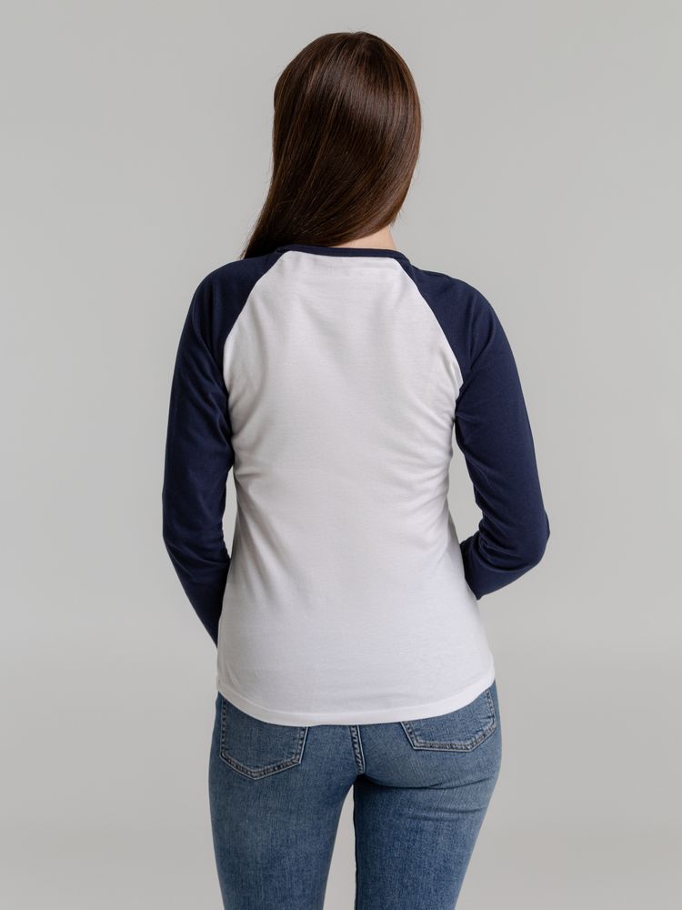 Футболка женская с длинным рукавом Milky Lsl, белая с темно-синим-5