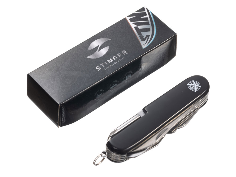 Нож перочинный Stinger, 89 мм, 15 функций, материал рукояти: АБС-пластик (чёрный)-5