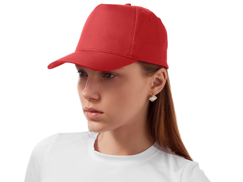 Бейсболка Poly 5-ти панельная 120 гр, красный-2