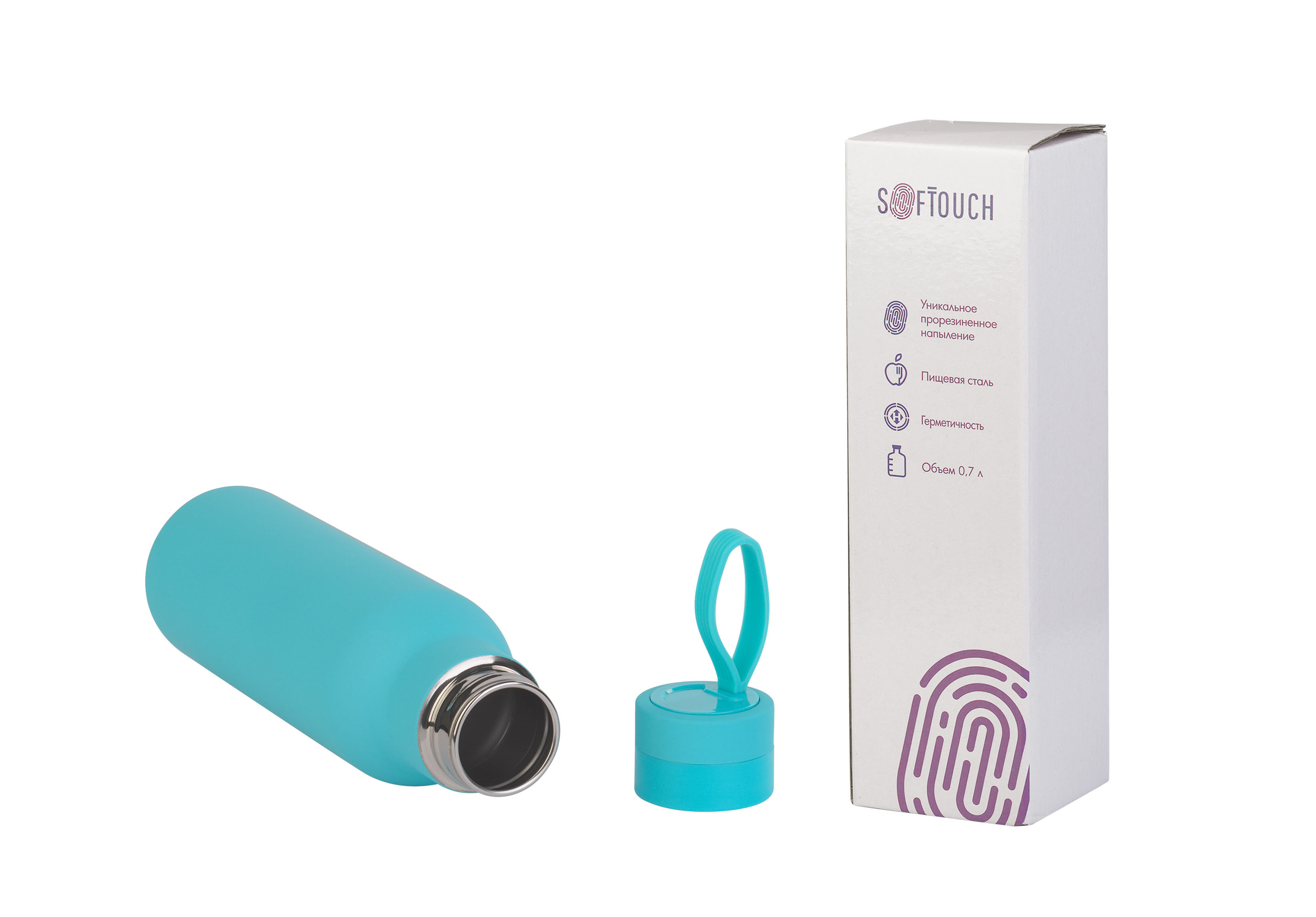 Бутылка для воды "Фитнес" 700 мл, покрытие soft touch-3