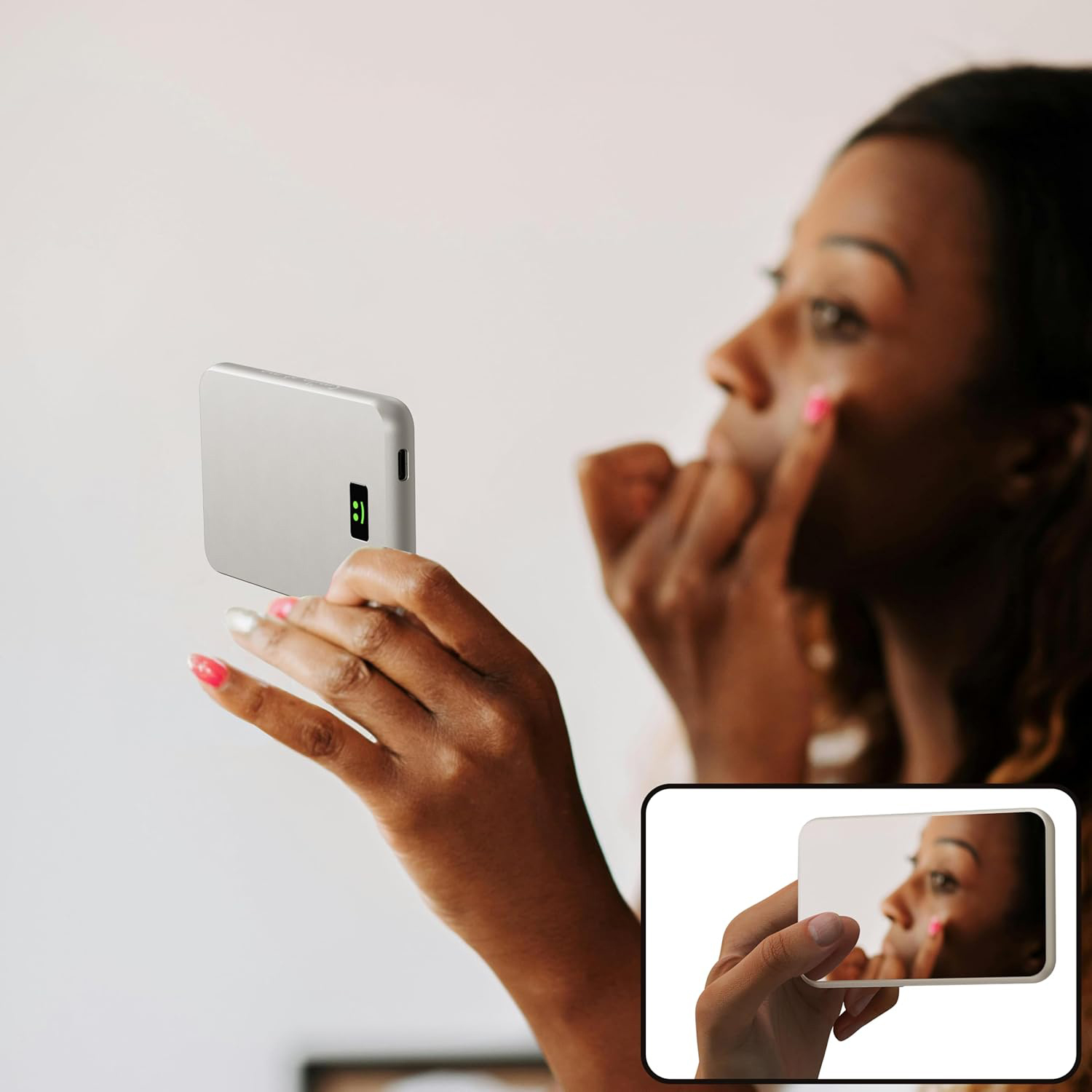 Внешний беспроводной аккумулятор Xoopar Smile с MagSafe и зеркалом, 5000 мА·ч, серебристый-11
