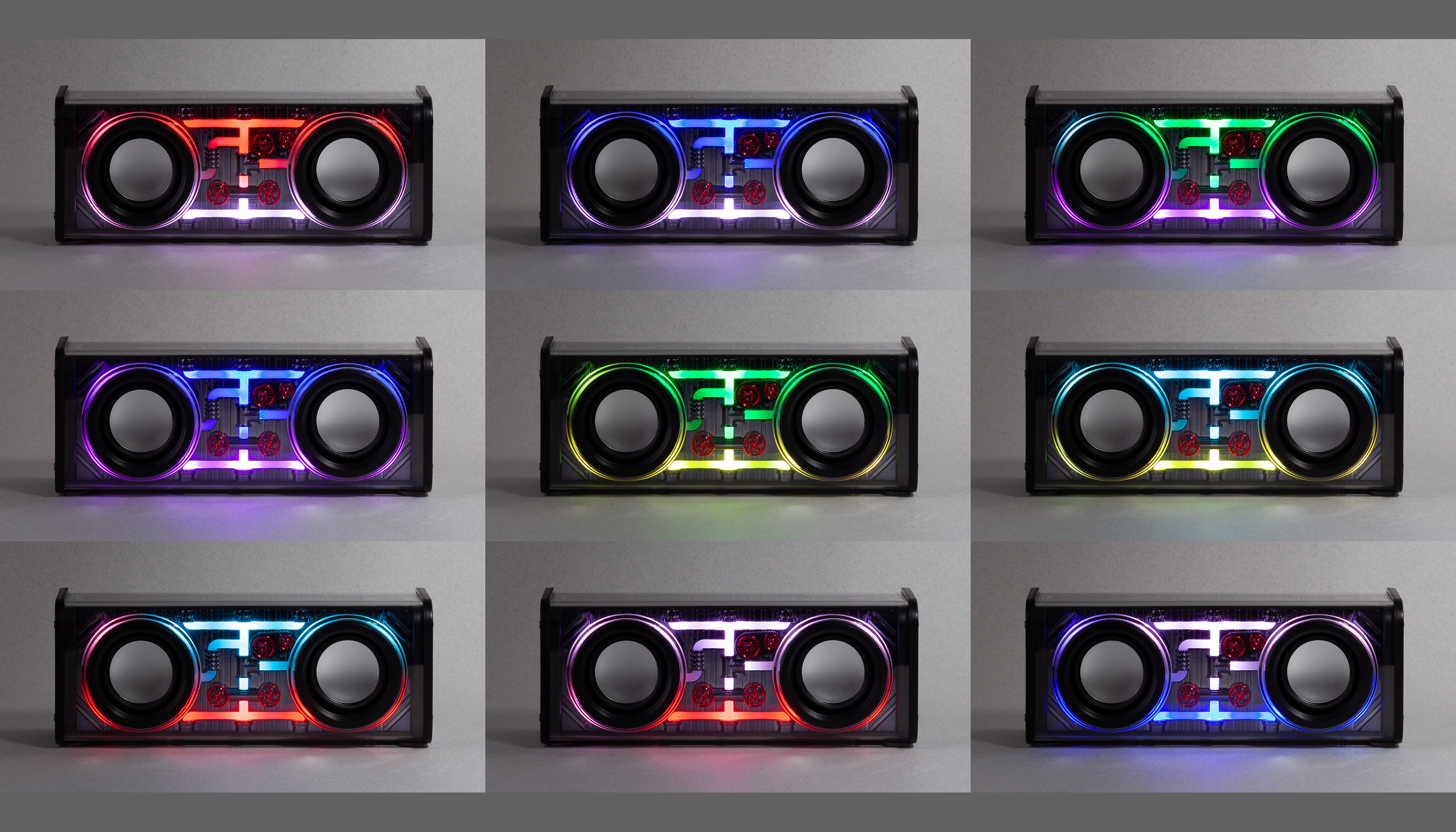 Bluetooth колонка "Buzz Light" 10Вт (2х5Вт) с разноцветной подсветкой-эквалайзером и прозрачным корпусом-4