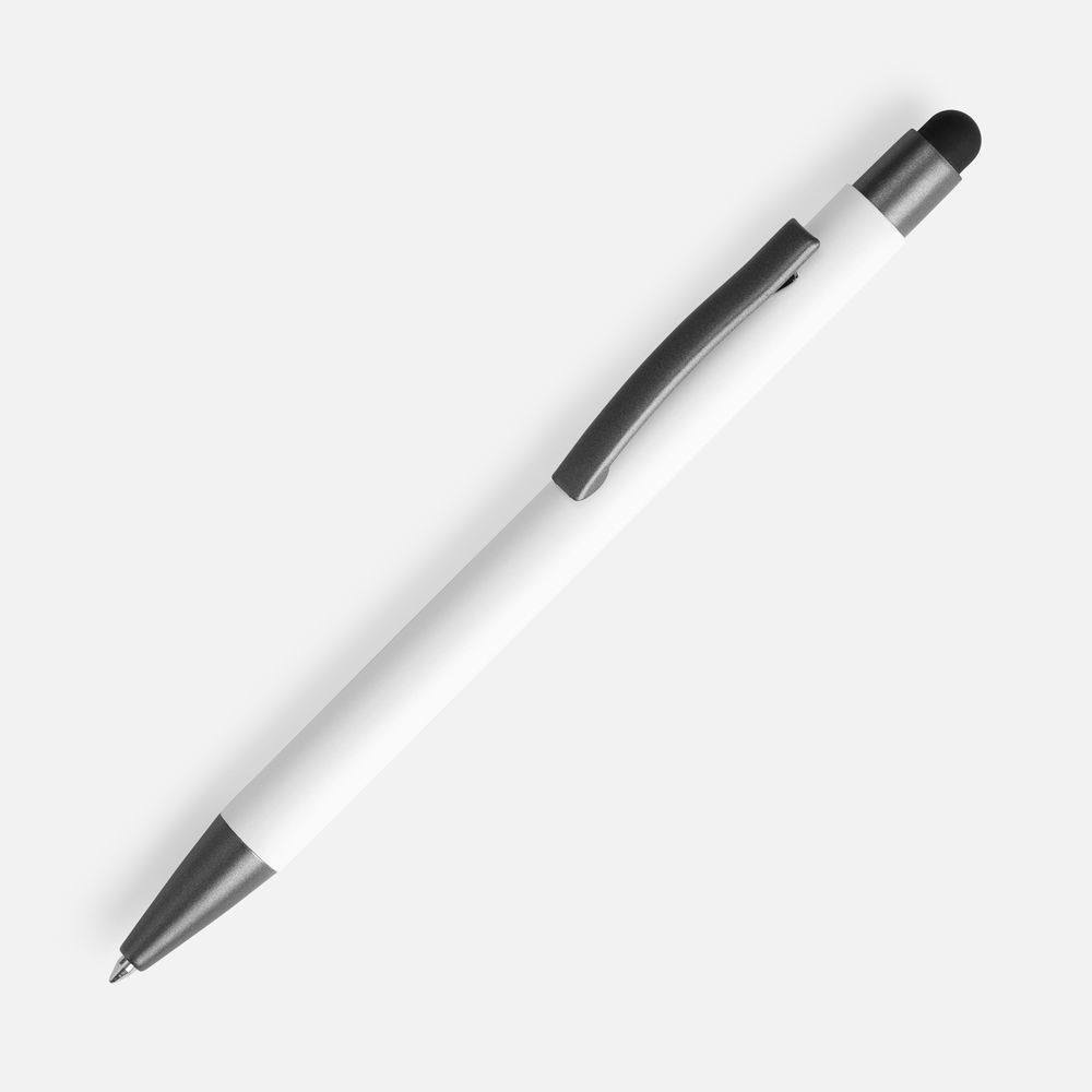 Ручка шариковая Atento Soft Touch со стилусом, белая-0