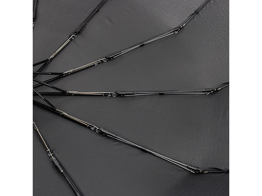 Зонт складной мужской TORBER, автомат, 3 сложения, черный, каркас сталь/файбергласс, эпонж, пластиковая ручка, диаметр 103 см-4