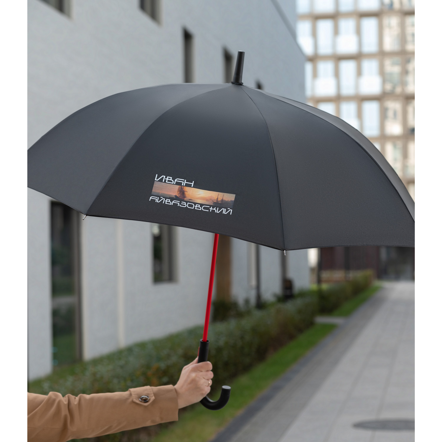 Зонт-трость Quantum, черный/красный-15