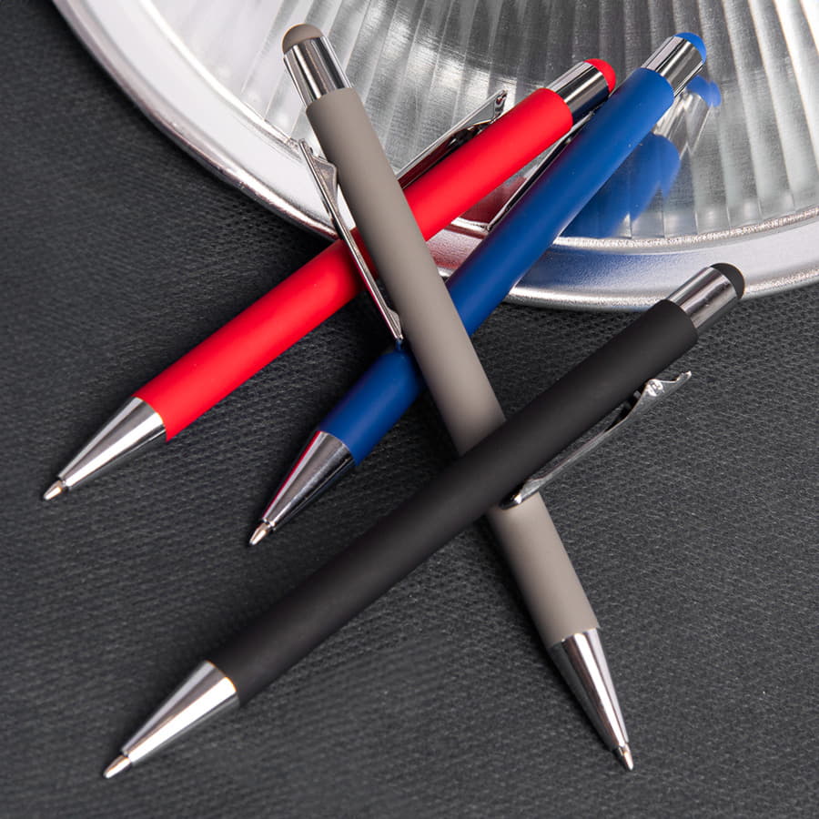 Ручка шариковая FACTOR TOUCH со стилусом, синий, серебристый-4