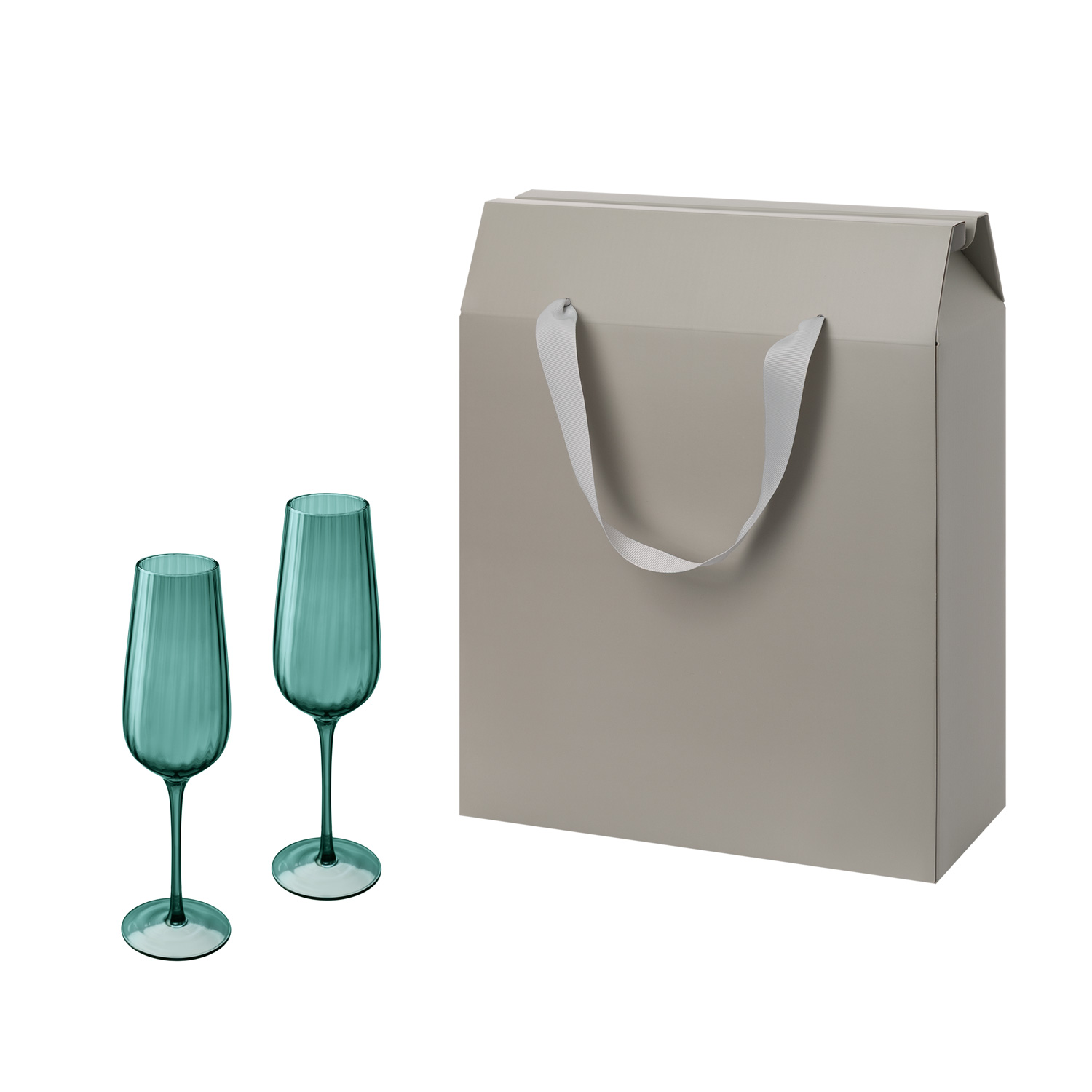 Подарочный набор 2 бокала для шампанского Capri в большом подарочном пакете-0