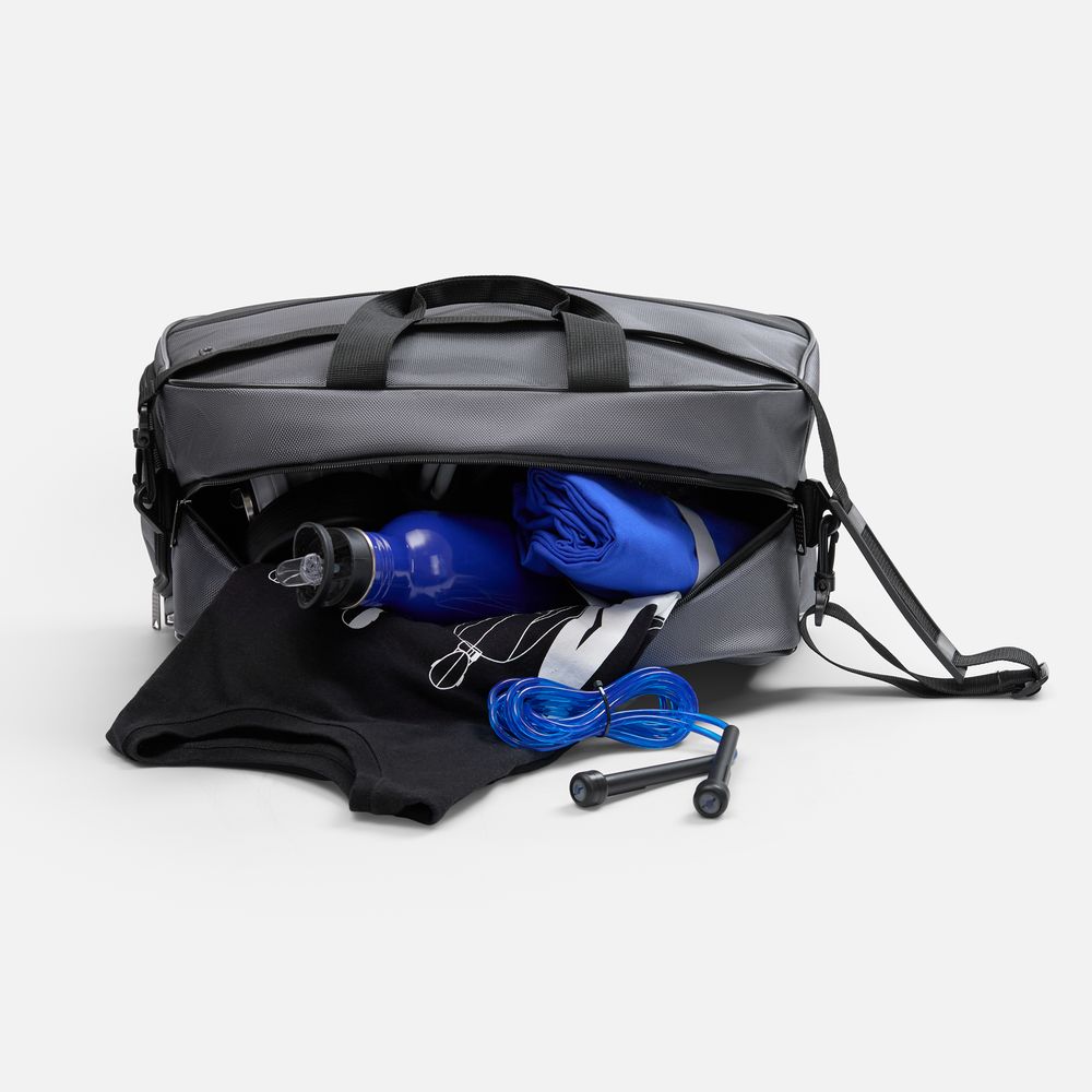 Спортивная сумка Atlantes, светло-серая с черным-4