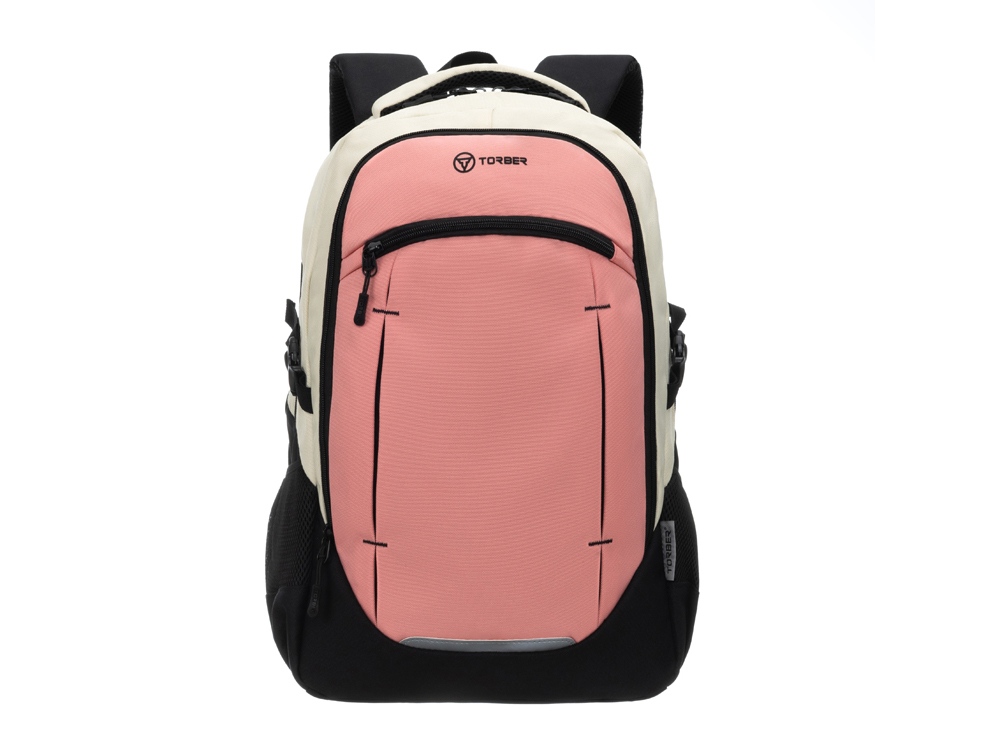 Рюкзак TORBER CLASS X, персиковый, 46 x 32 x 18 см + Мешок для сменной обуви в подарок!-0