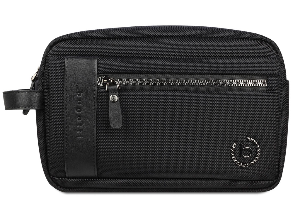 Несессер мужской BUGATTI Nero, чёрный, нейлон 1680D/кожа, 24х7,5х16 см-1