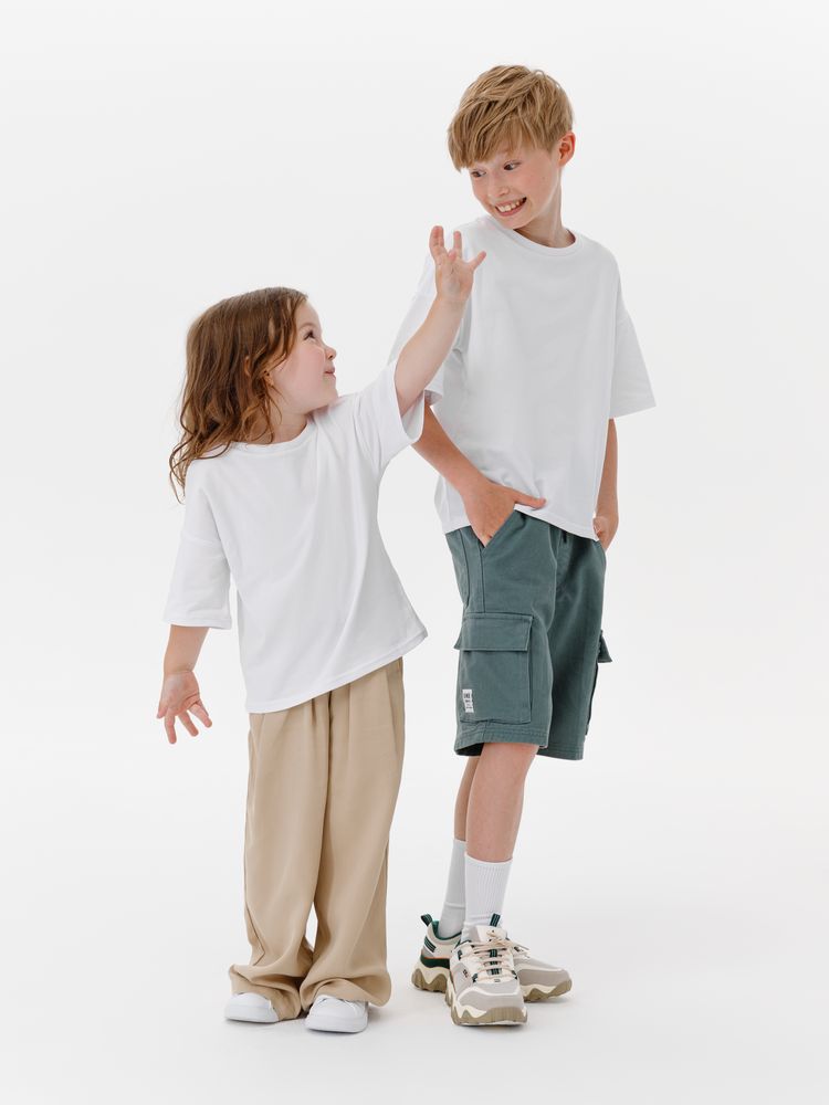 Футболка детская оверсайз Teezer, белая-5