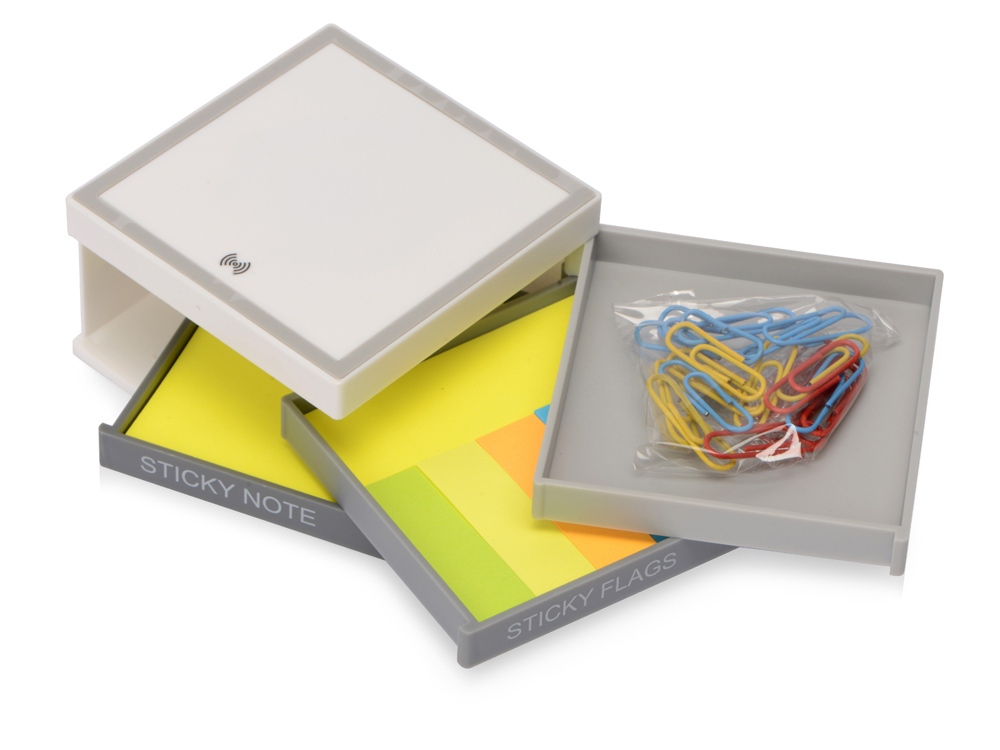 Настольный органайзер с функцией беспроводной зарядки, белый-1