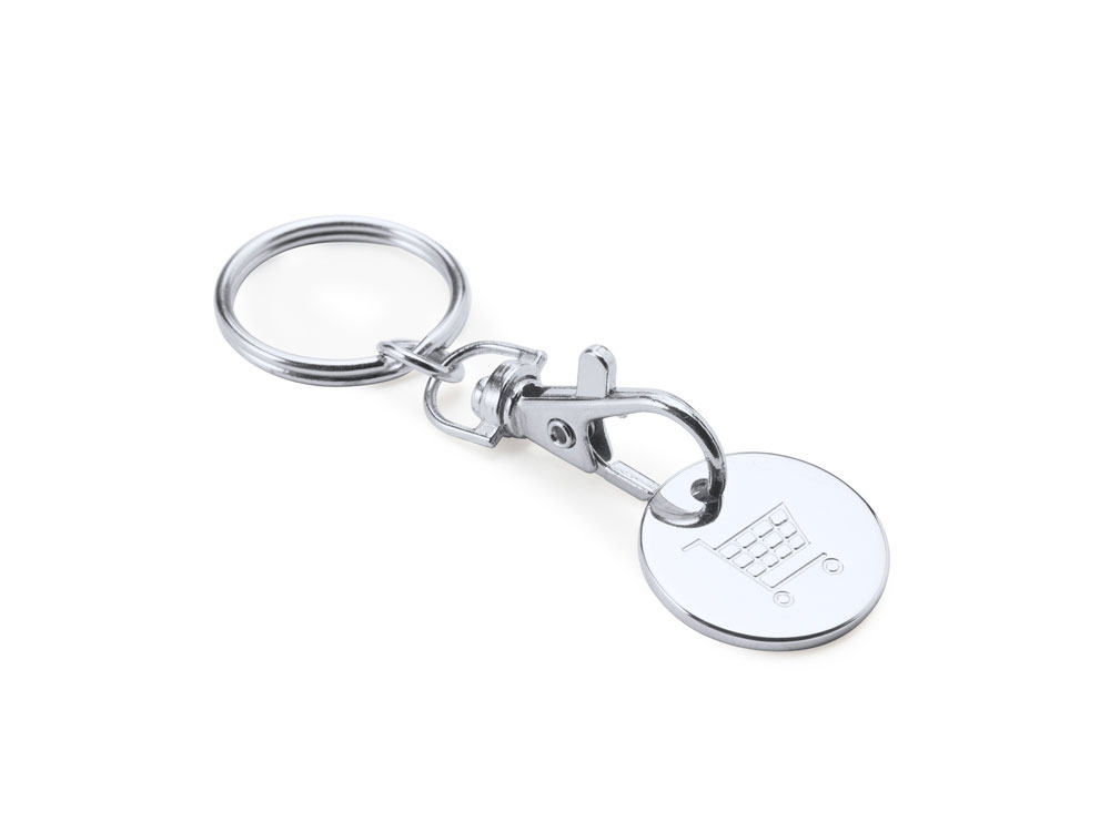 Брелок с монетой для тележки супермаркета, красный-1