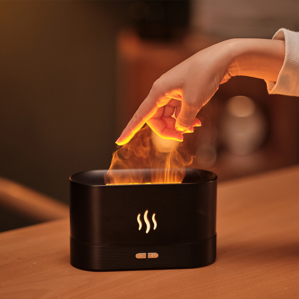 Светодиодный USB увлажнитель-ароматизатор Flame, Черный-1