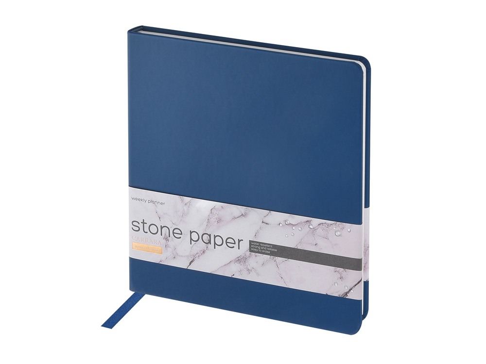 Еженедельник с каменной бумагой А5+ Carrara, темно-синий-0