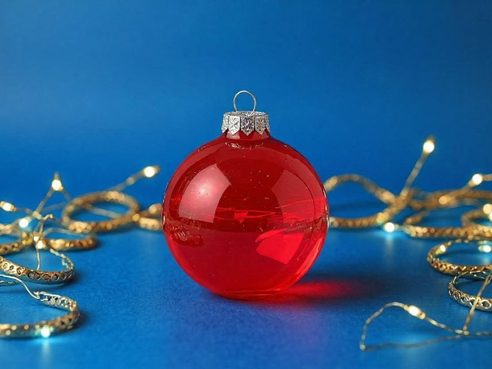Стеклянный елочный шар Frozi, красный прозрачный, с серебристым колпачком-3
