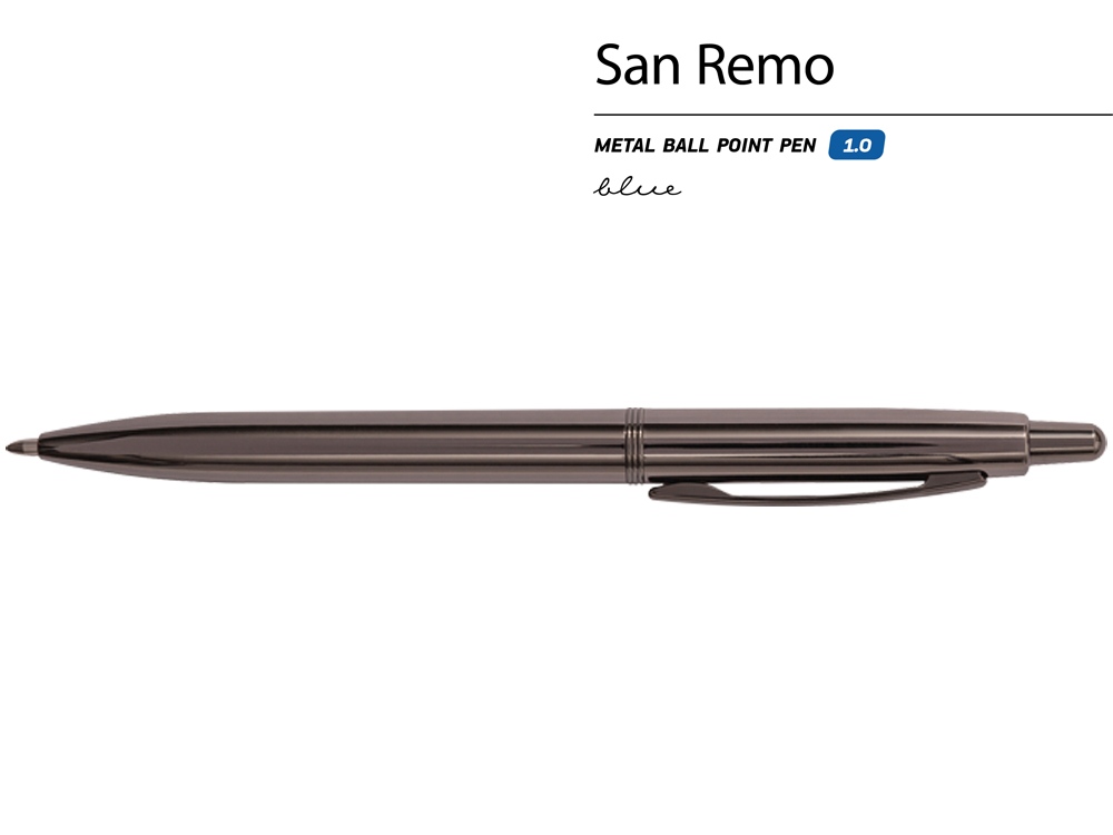 Ручка металлическая шариковая San Remo, вороненая сталь-1