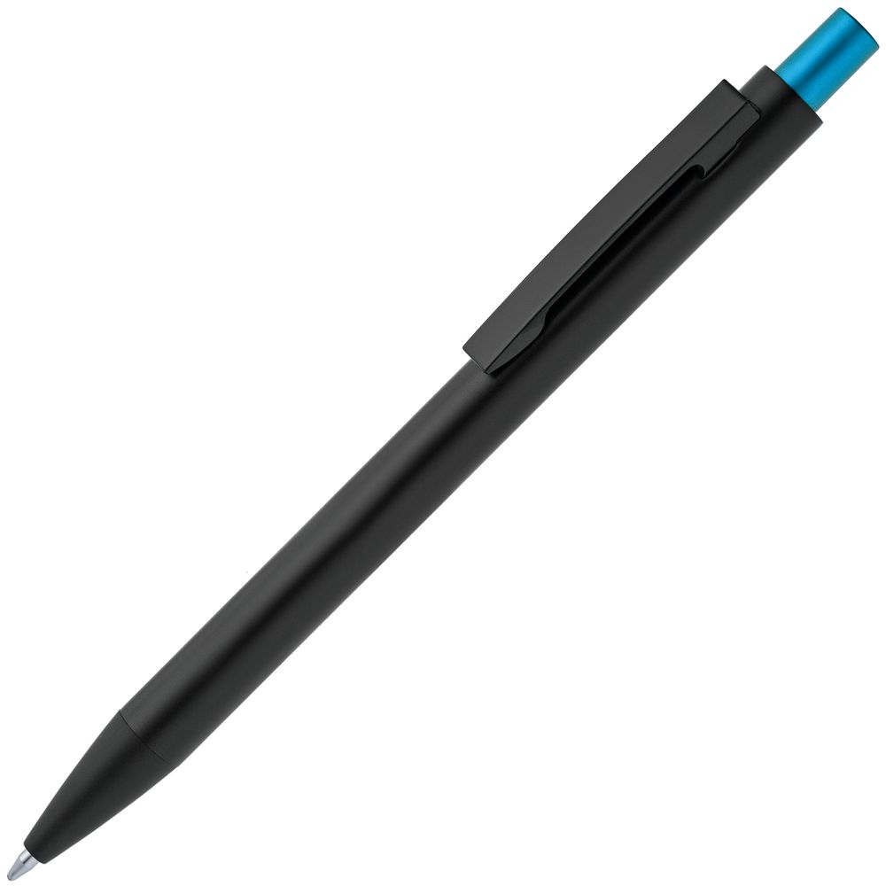 Ручка шариковая Chromatic, черная с голубым-0