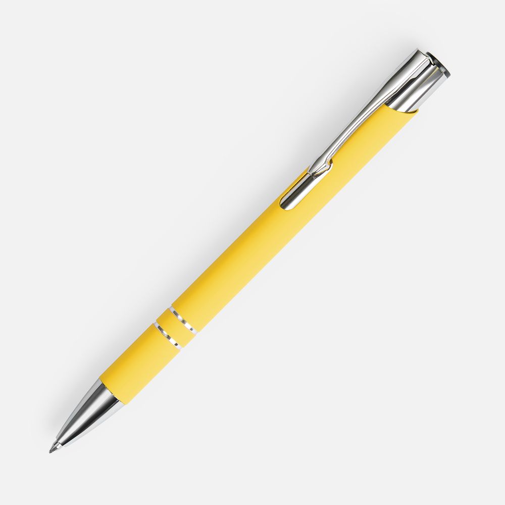 Ручка шариковая Keskus Soft Touch, желтая-1