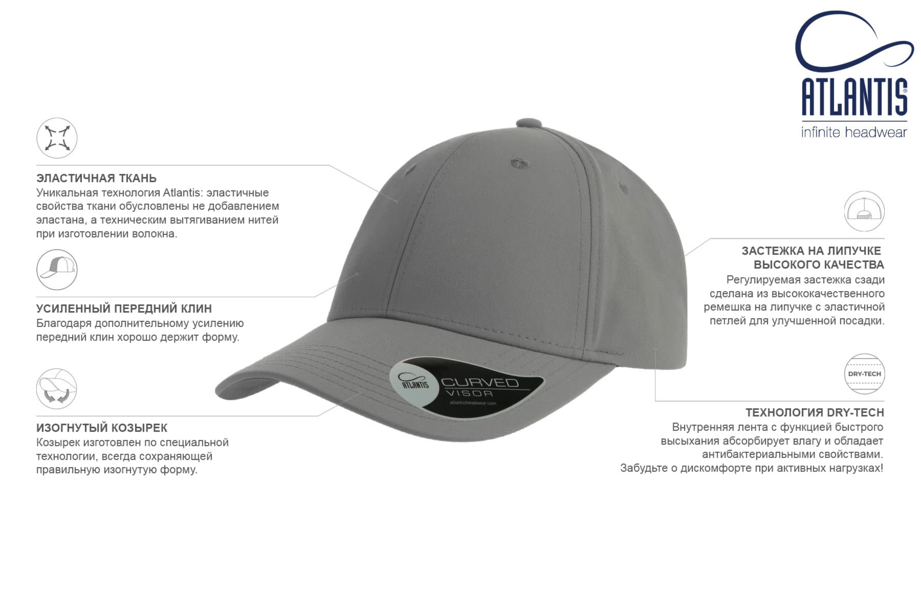 Бейсболка BOLT, 6 клиньев, пластиковая застежка, черный-4