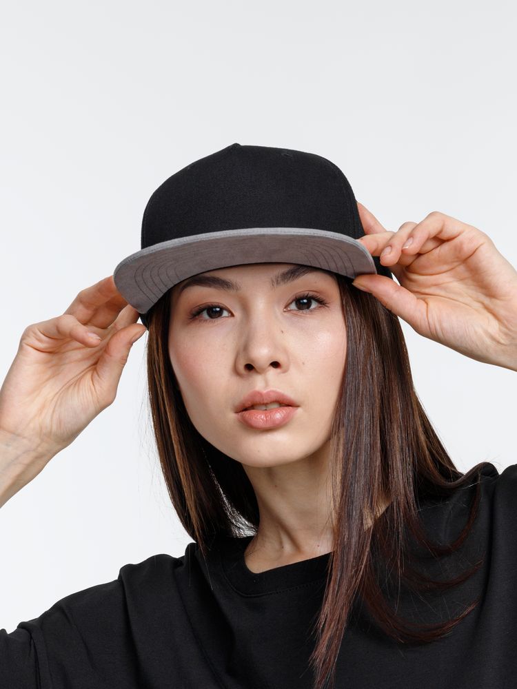 Бейсболка Foreside с прямым козырьком, черная с серым-2