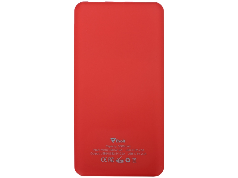 Портативное зарядное устройство Reserve с USB Type-C, 5000 mAh, красный-2