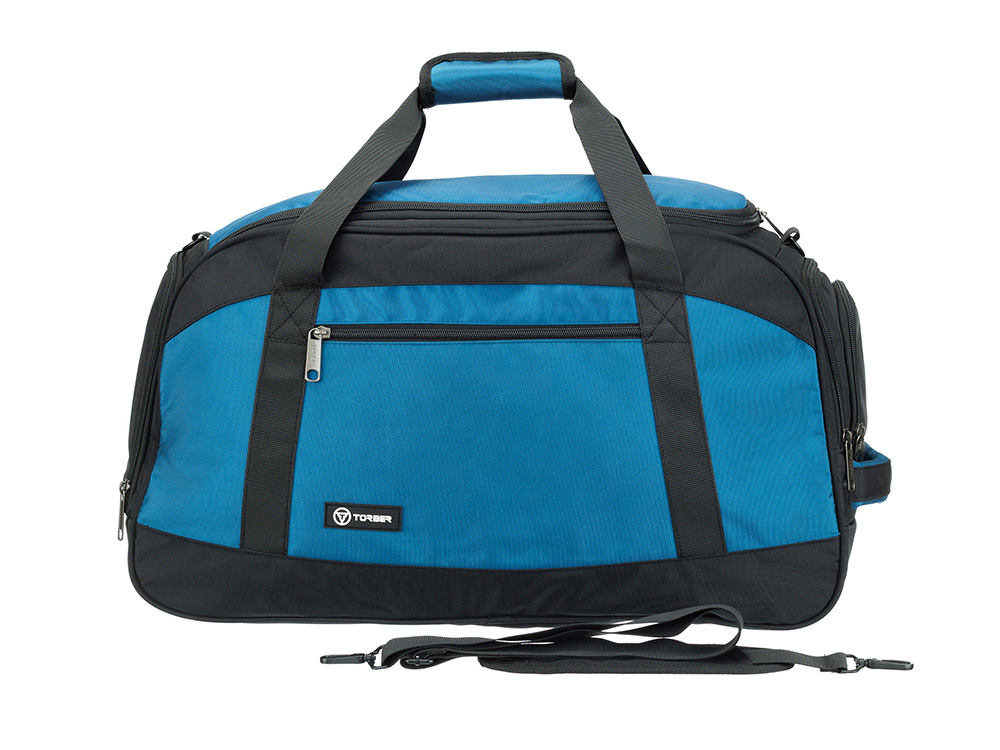 Сумка спортивная TORBER, синий/черный, полиэстер, 52 х 25 х 30 см-3