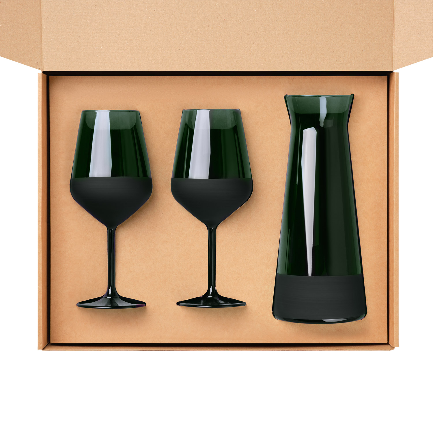 Подарочный набор декантер + 2 бокала для вина Эмеральд (Emerald), зеленый-1