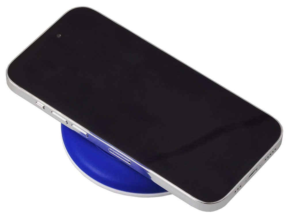 Беспроводное зарядное устройство со встроенным кабелем 2-в-1 Disc, синий-1