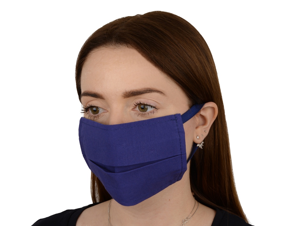 Маска для лица многоразовая из хлопка, синий-5