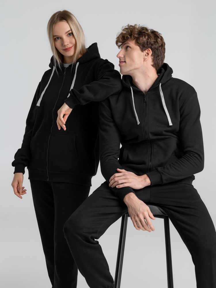 Толстовка на молнии с капюшоном Unit Siverga Heavy, черная-7