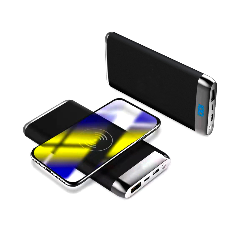 Внешний аккумулятор Wolfrock с беспроводной зарядкой soft-touch покрытием, Черный-1