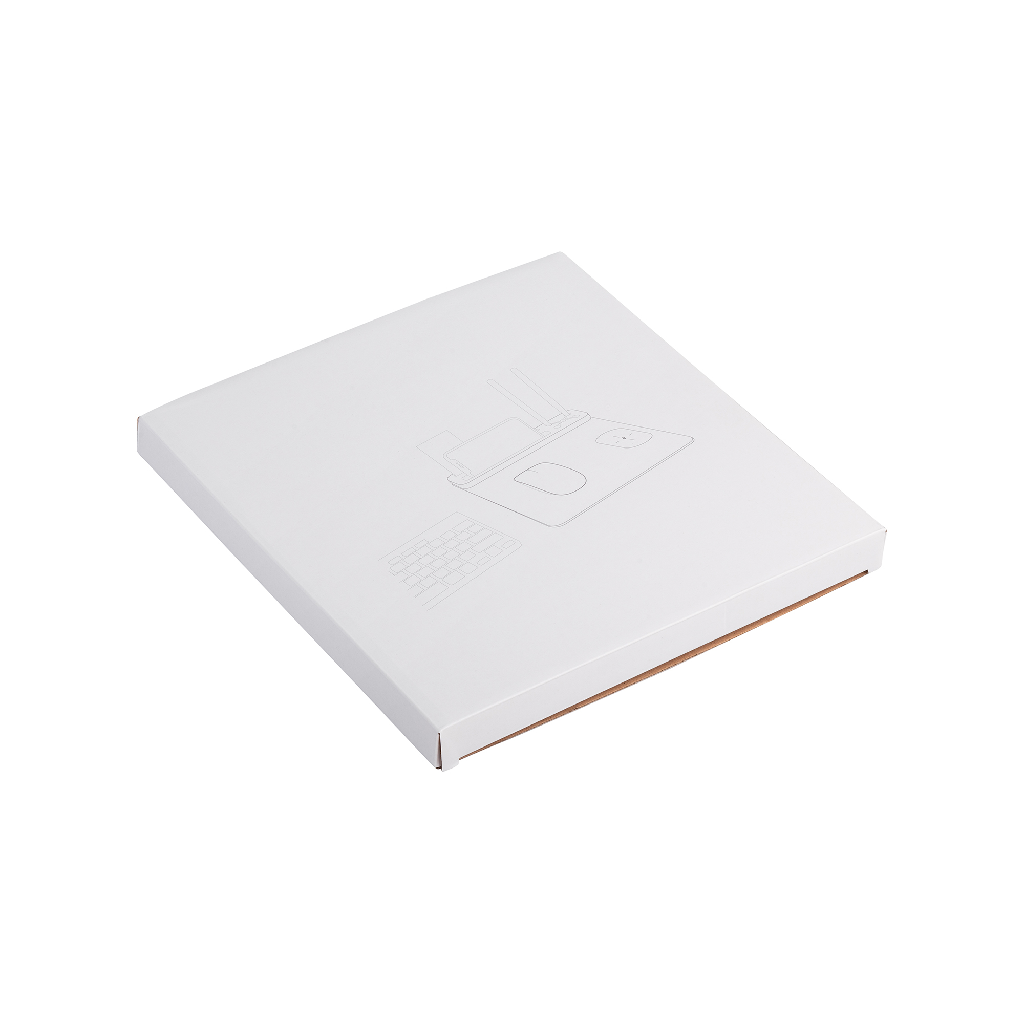 Настольная подставка с беспроводным зарядным устройством, переработанная кожа/бамбук-4