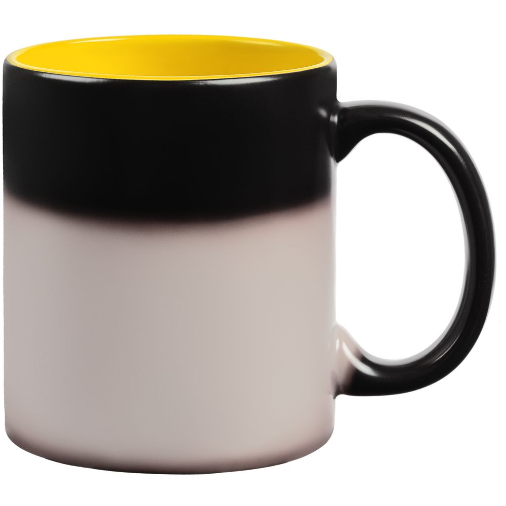 Кружка-хамелеон On Display, матовая, черная с желтым-2